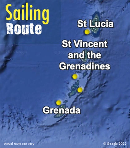 Grenadines sailing route map