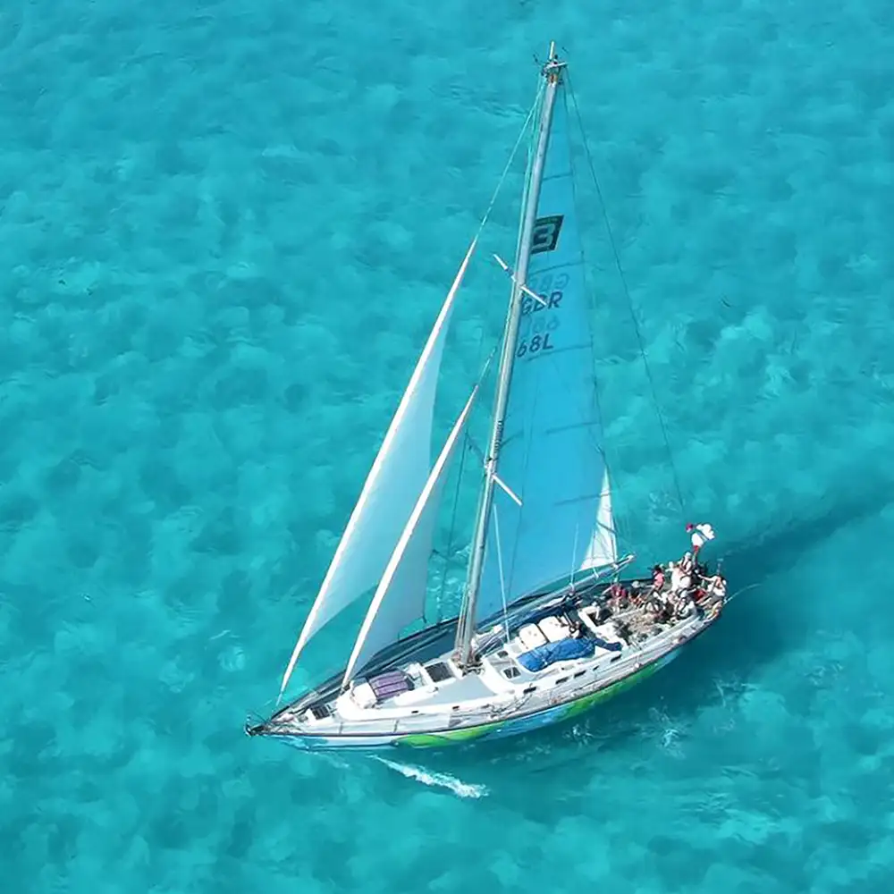 offshore saling yacht in caribbean