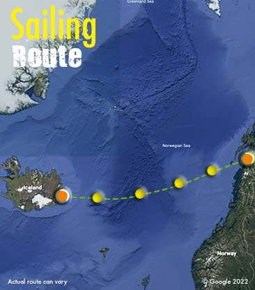 norway iceland sailing route map