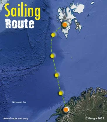 Norway to svalbard sailing route map