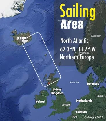 Iceland to scotland sailing area map