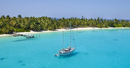 yacht anchored in caribbean