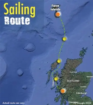 sailing route map scotland faroe islands