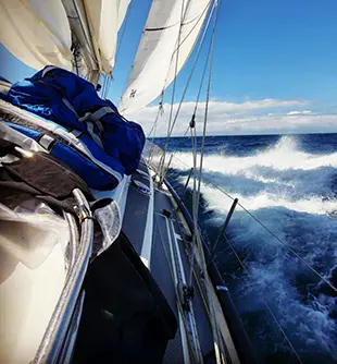 yacht at speed on ocean