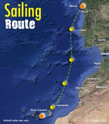Sailing spain to canaries route map