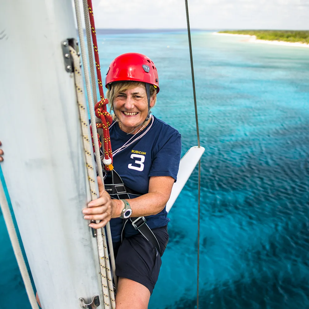 climbing the mast