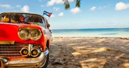 car on cuba beach