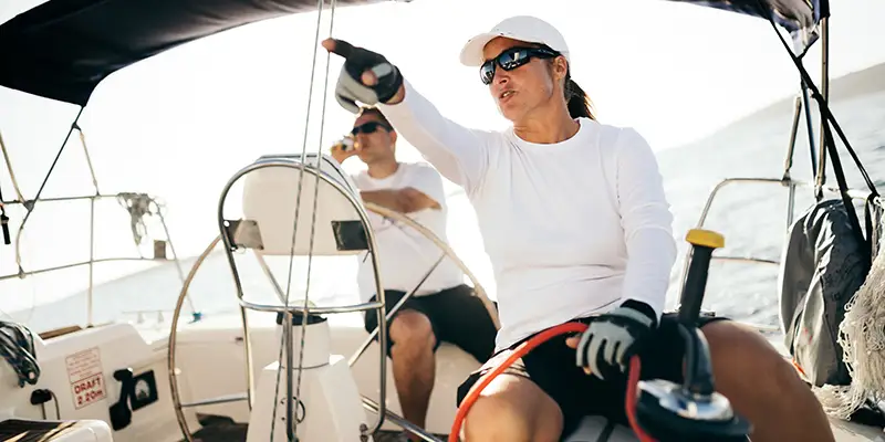 Lady sailing on yacht