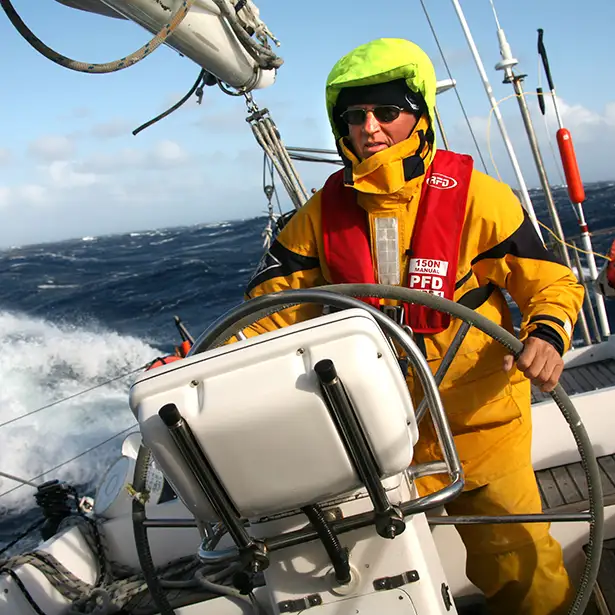 open ocean helming on a yacht