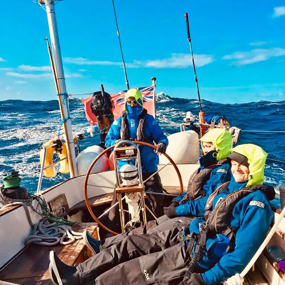 crew at sea in foulies