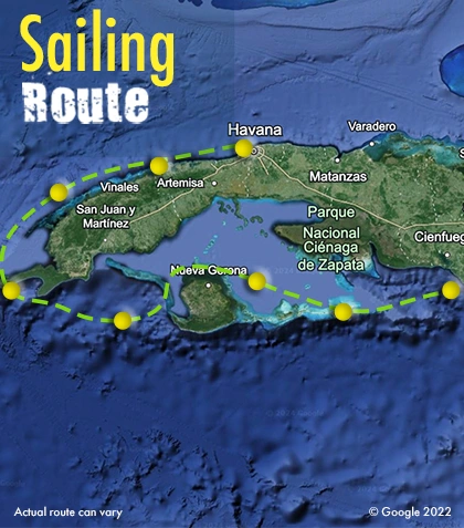 cienfuegos to havana sailing route map