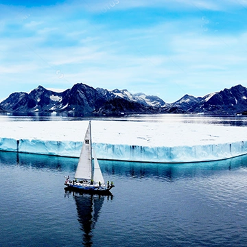 yacht by iceberg