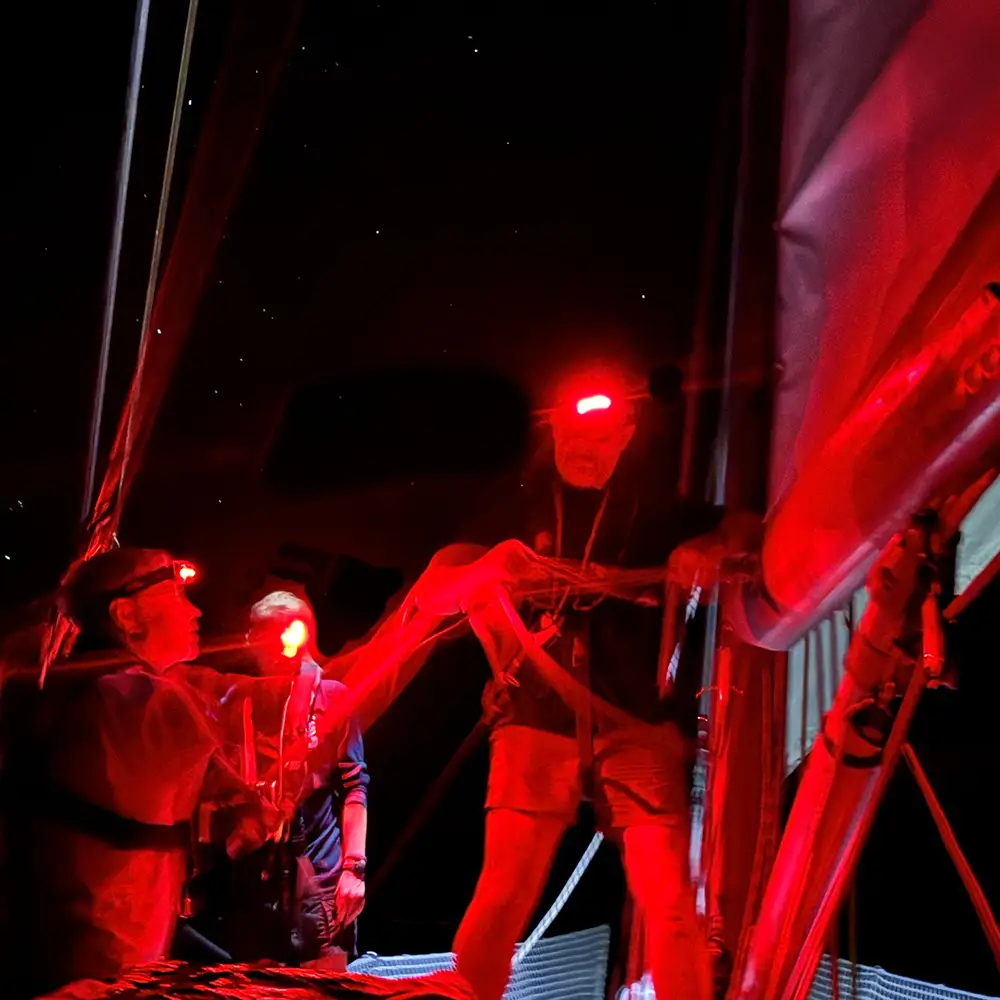 Night sailing red head torches