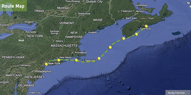 Sailing map new york to nova scotia