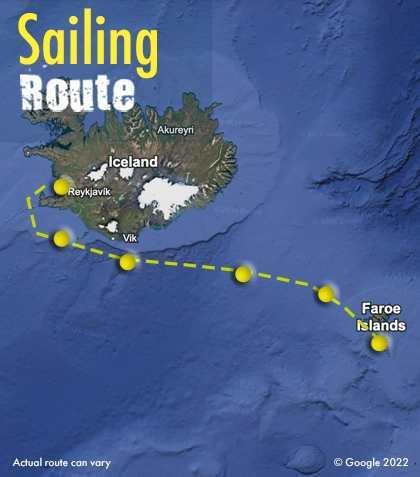 Iceland to faroe islands sailing route map